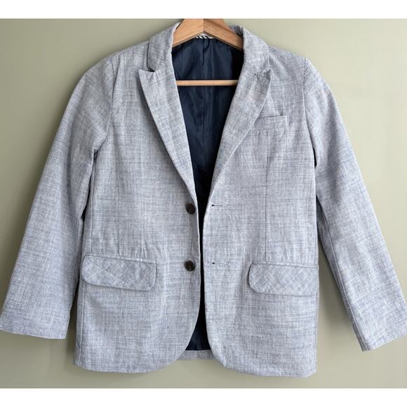 Cat & Jack Boys Chambray Cotton Blazer Blue Gray 10 | 2 Button Sport Coat Jacket - Picture 4 of 12